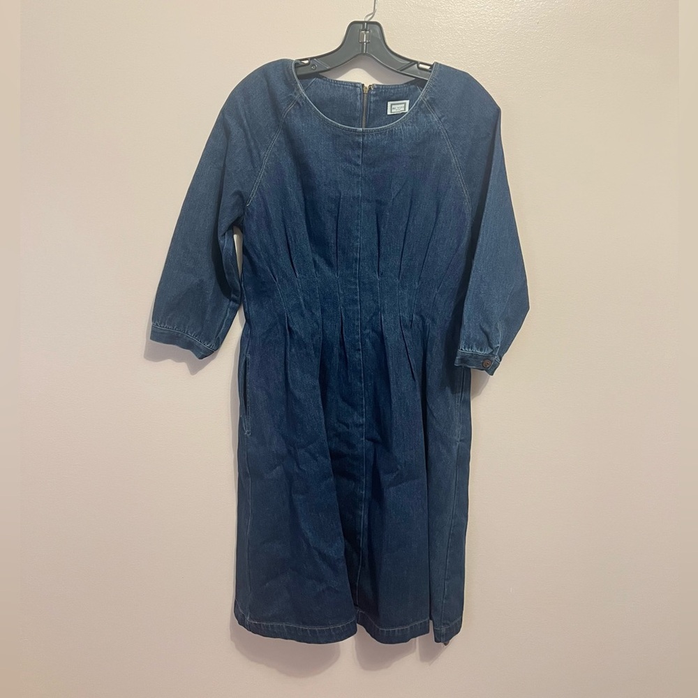 Blue Denim fit and flare Dress with pockets - Picture 2 of 11